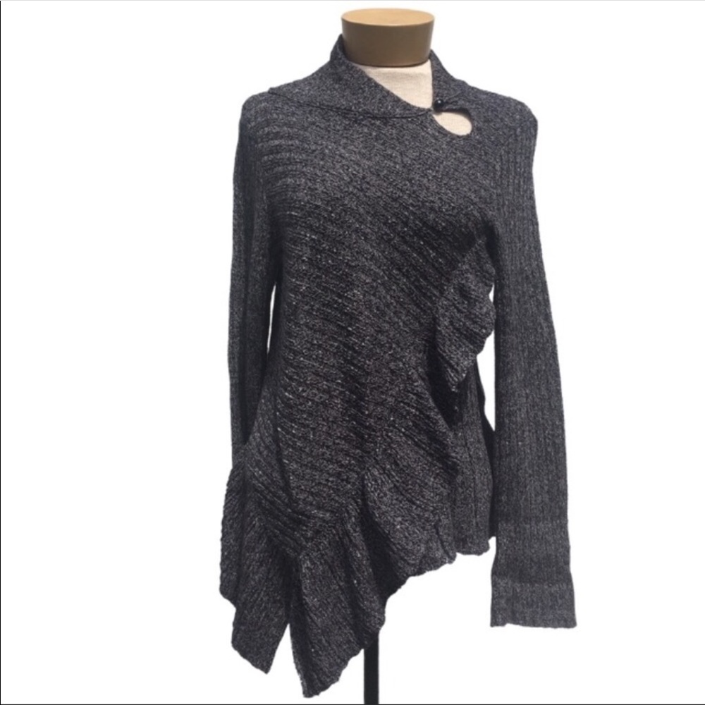 Anthro Knitted & Knotted Cascading Ruffle Sweater